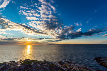 Beautiful arctic summer landscape on Barents sea shorelineの写真素材