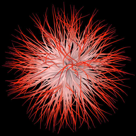 3D illustration of three-dimensional object like a virus on black background.の写真素材