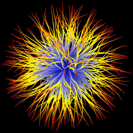 3D illustration of three-dimensional object like a virus on black background.の写真素材