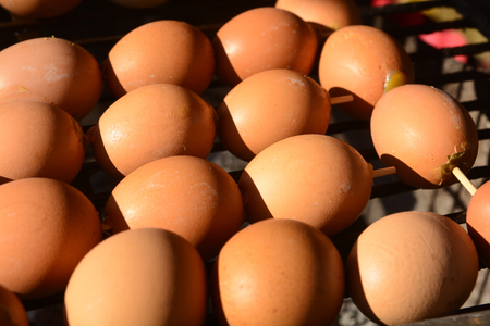 grill eggs at market, Street food at thailandの写真素材
