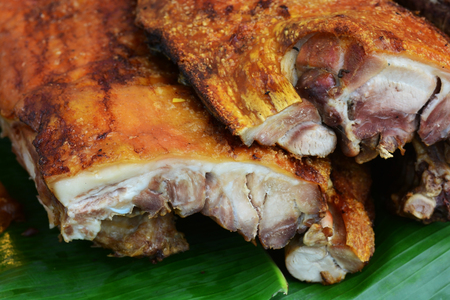 Close up of a roasted pork tenderloinの写真素材