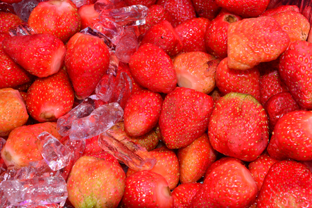 background from freshly strawberriesの写真素材