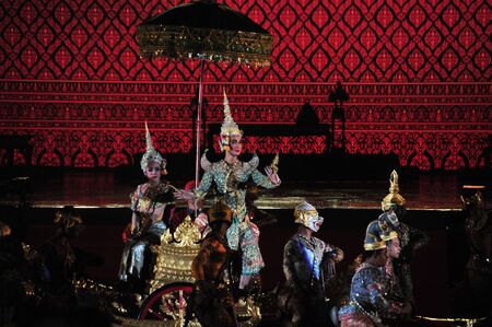BANGKOK, THAILAND â 22 MAY 2019 : Thai Pantomime (Khon) Performance for the king's coronation ceremony at Sanam Laung,the royal multi purpose land in front of the Grand Palaceのeditorial素材