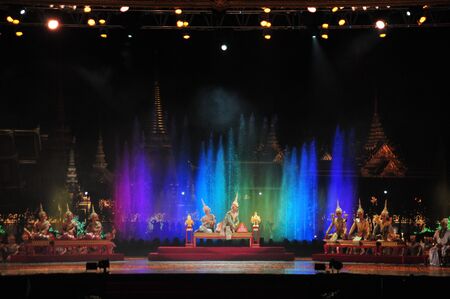 BANGKOK, THAILAND â 22 MAY 2019 : Thai Pantomime (Khon) Performance for the king's coronation ceremony at Sanam Laung,the royal multi purpose land in front of the Grand Palaceのeditorial素材