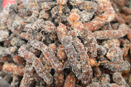 Tamarind mixed with sugar, Thai desserts, note  select focus with shallow depth of fieldの写真素材