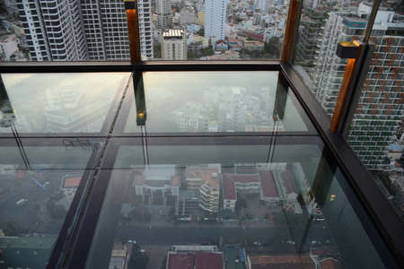 NHA TRANG, VIETNAM â 28 FEBRUARY 2020 : Skylight is the first Rooftop Beach Club in Vietnam Located on Pool Deck on the 43rd floor, Skylightâs glass Skywalkのeditorial素材