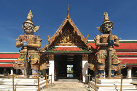 The Temple of the Emerald Buddha or Wat Phra Kaew no people in the time of Corona Virus Disease (COVID-19)の写真素材