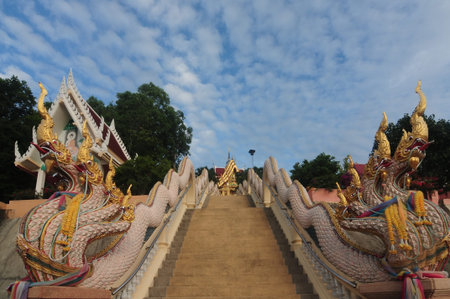 The Naga Staircase of Wat Pa Phu Hai Long in Nakhon Ratchasima province, northeastern Thailand.