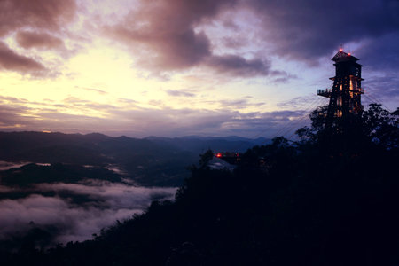 Magnificent view  at Aiyerweng Skywalk, Betong, Bang Lang national park, tropical rainforest...