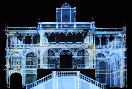 BANGKOK, THAILAND â€“ 17 JUNE 2021 : Bangkok Projection Mapping Competition 2021 which will be...