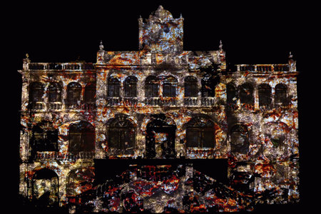 BANGKOK, THAILAND â€“ 17 JUNE 2021 : Bangkok Projection Mapping Competition 2021 which will be...