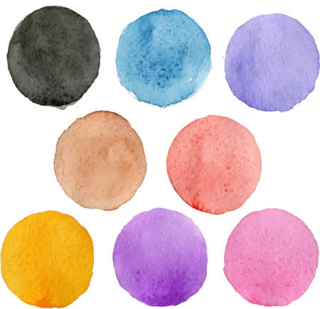 Colorful watercolor circles vector set.Vector background.のイラスト素材