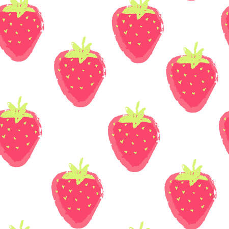 Vector seamless pattern with strawberry jn the white background.のイラスト素材
