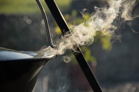 Cooking in the kettle over the fire bowl