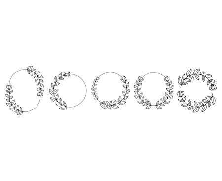 Set of laurel wreaths isolated on white background. Vector illustration.のイラスト素材