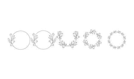 Set of hand drawn floral frames. Floral design elements. Vector illustration.のイラスト素材
