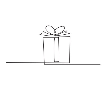 Continuous one line drawing of gift box icon vector illustration concept.のイラスト素材