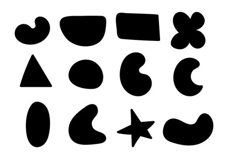 Set of hand drawn shapes. Black and white vector illustration isolated on white background.のイラスト素材