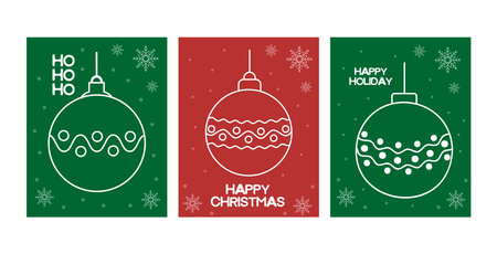 Set of Christmas and New Year card templates. Colorful vector illustration.のイラスト素材