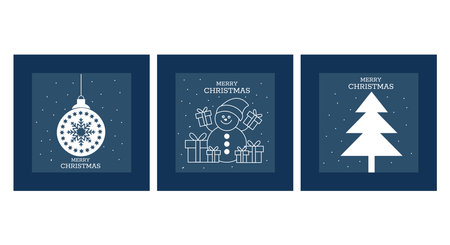 Set of Merry Christmas and Happy New Year greeting cards, posters, banners. Vector illustrationのイラスト素材