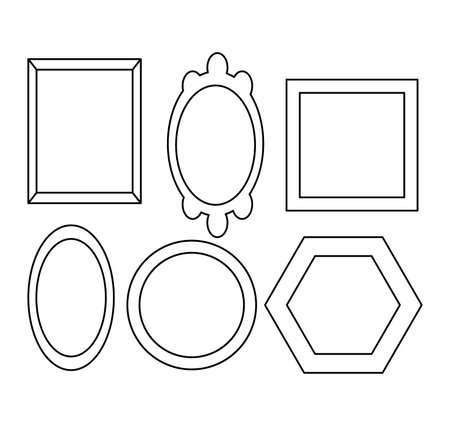 Set of empty frames. Vector illustration in black and white colors.のイラスト素材
