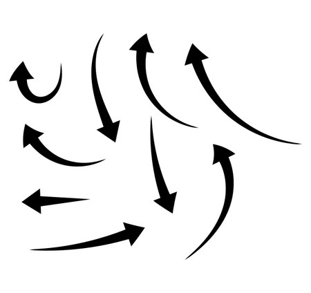 Set of black arrows isolated on a white background. Vector illustration.のイラスト素材