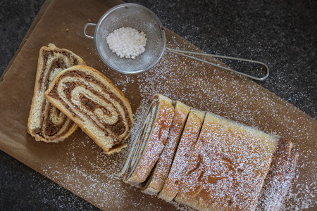 home made swirl filled with hazelnutsの写真素材