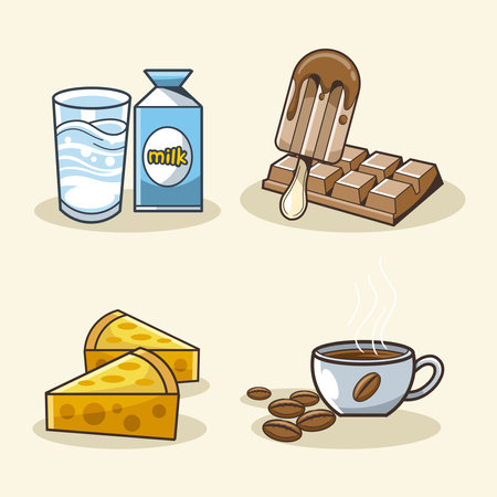Milk chesee chocolate coffee design vectorのイラスト素材