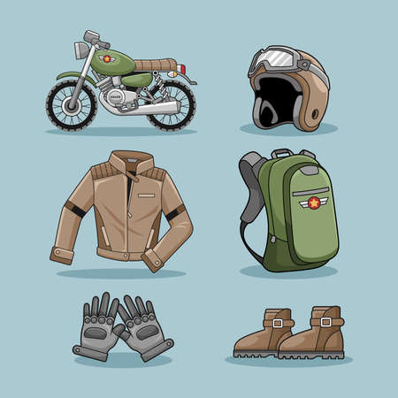 Motorcycle cafe racer set design vector collectionのイラスト素材