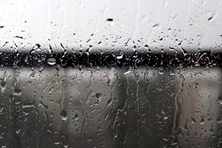 Drops on the window after a long storm.の写真素材