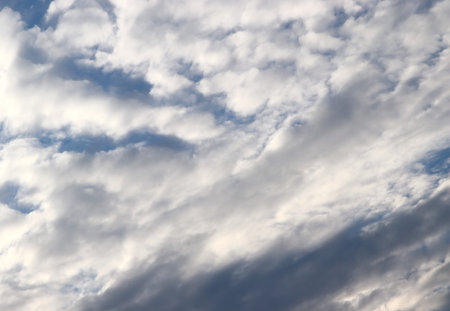 Skyscape. Cumulus clouds in close-up. Abstract photography.