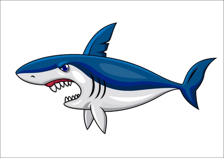 Angry shark cartoon のイラスト素材