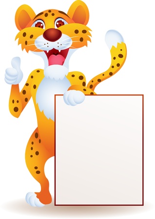 Cheetah with blank sign のイラスト素材