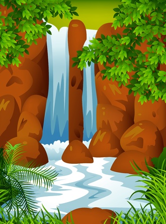 Waterfall background のイラスト素材