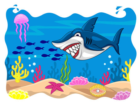 Shark cartoon のイラスト素材