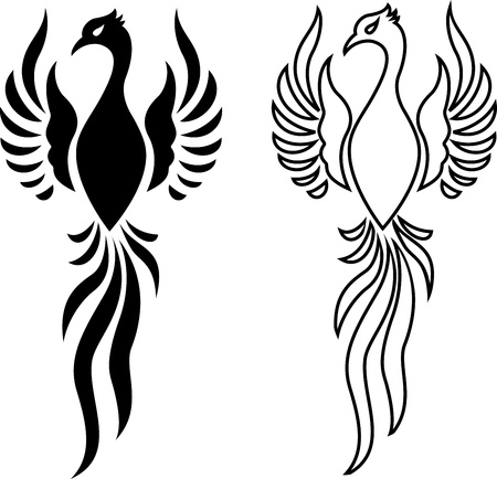 Phoenix bird tattoo のイラスト素材
