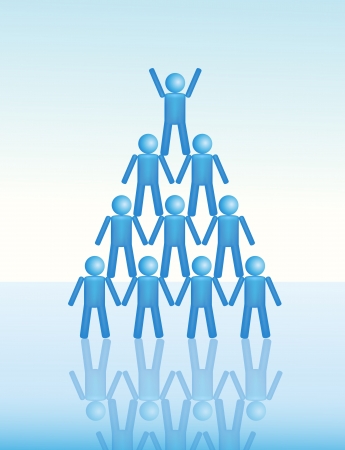 A group of people team up in a pyramid のイラスト素材