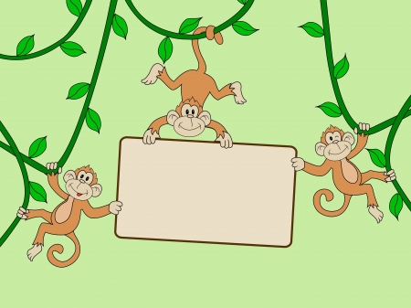 Monkey with blank sign のイラスト素材