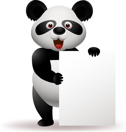 Panda with blank sign のイラスト素材