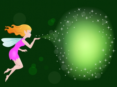 Illustration Of Beautiful love fairy sanding blowing magic spellのイラスト素材