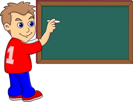 Illustration of a boy Writing on the Blackboardのイラスト素材