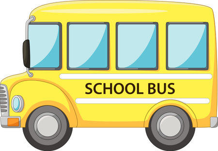 Funny happy cartoon bus school