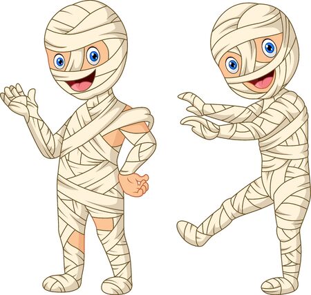 Cartoon  mummy Boy in Halloweenのイラスト素材
