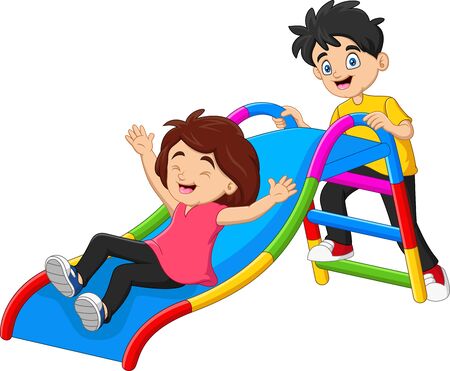 Cartoon Children Having fun in the Playgroundのイラスト素材