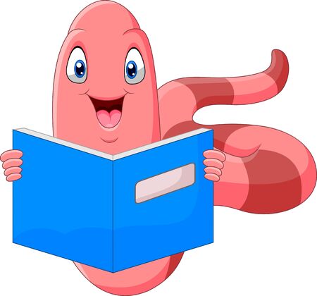 Cute Worm a reading bookのイラスト素材