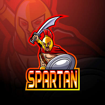 Spartan esport logo mascot designのイラスト素材