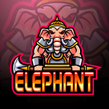 Elephant esport logo mascot designのイラスト素材