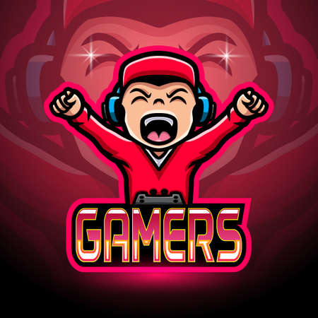 Gamer boy esport logo mascot designのイラスト素材