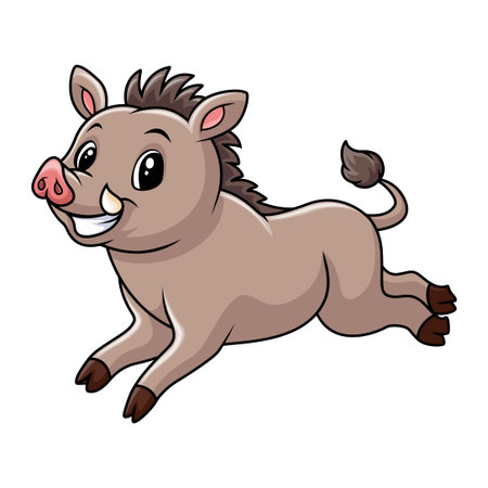 Cute baby wild boar cartoon smileのイラスト素材