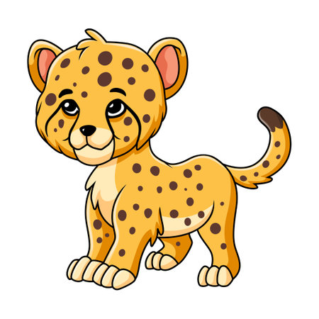 A cute cartoon cheetah walkingのイラスト素材